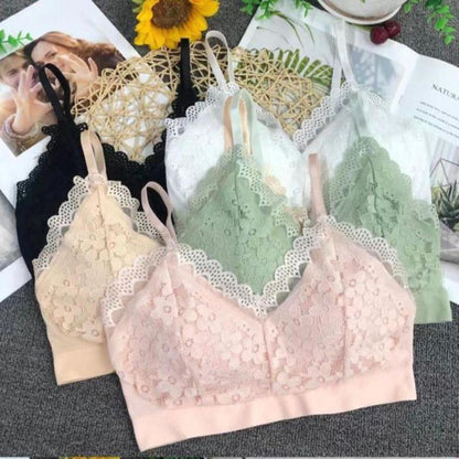 Elastic Strap Lace Net Bra
